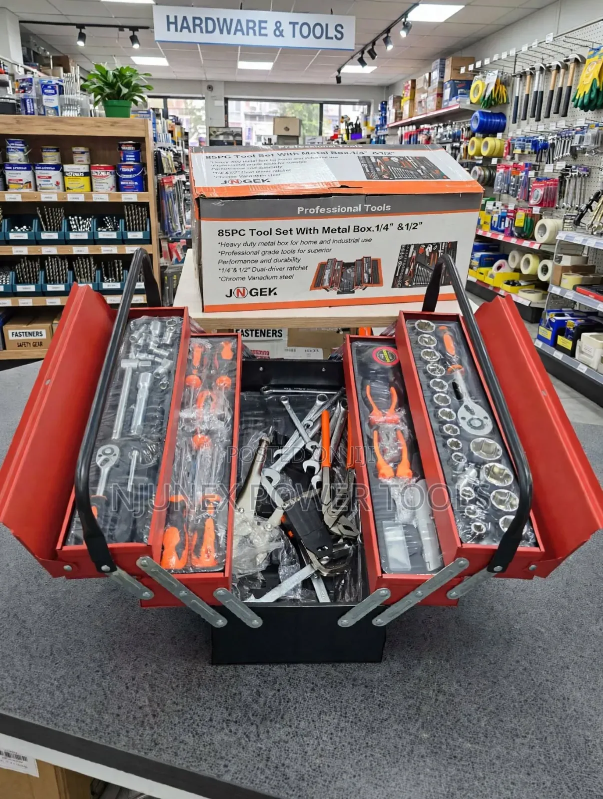 85-Piece Professional Tool Set With Metal Cantilever Box