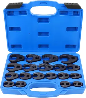 19 Pcs, Crows Foot Spanner Set,8-32mm Crowfoot Flare Nut Wrench Kit