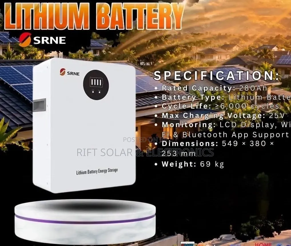 SRNE 2.56kwh - 24v Lithium Ion Battery 6000 Cycle
