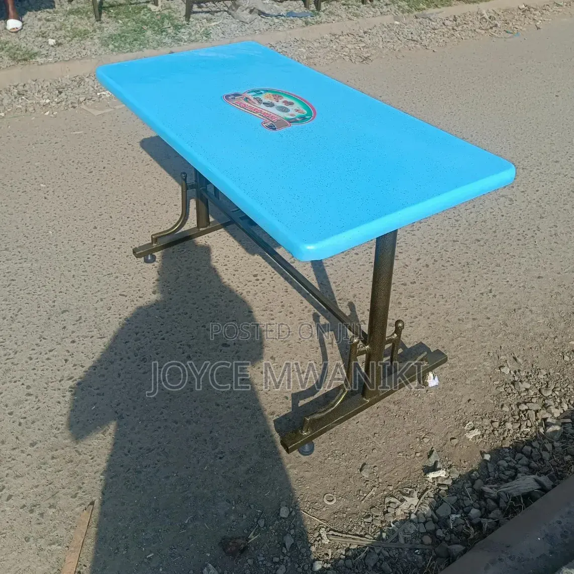 Restaurant Marble Table, 4 by 2, Sky Blue 