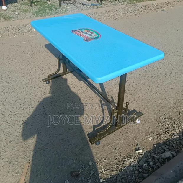 Restaurant Marble Table, 4 by 2, Sky Blue - main view