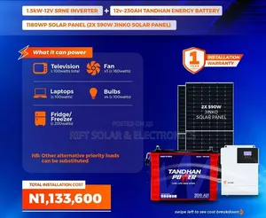 1.5kva Hybrid Inverter - 200Ah Tubular Wet Battery - (2)590W Solar's