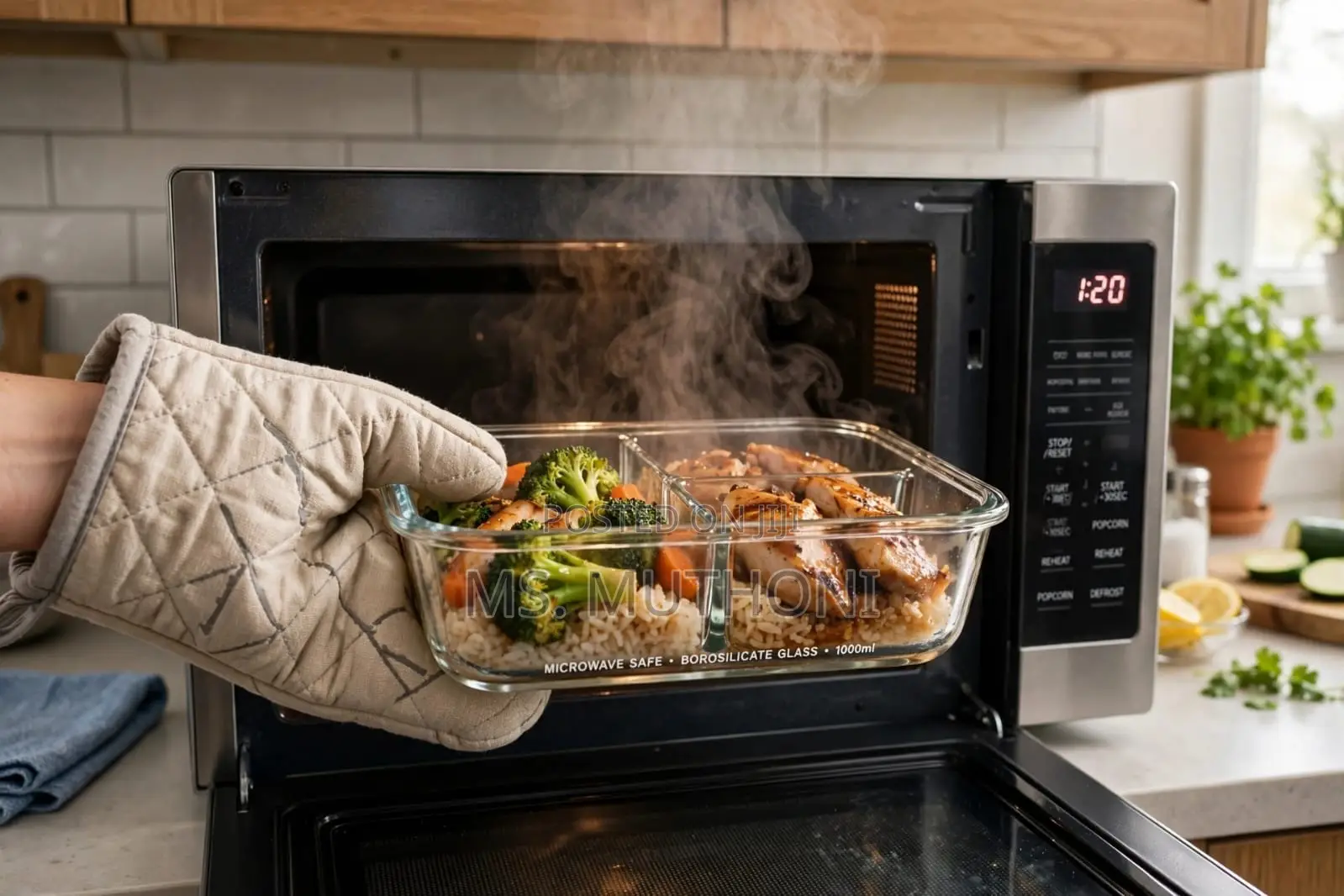 1040 Ml High Borosilicate Glass Containers With Airtight 4-Lock Lids.
