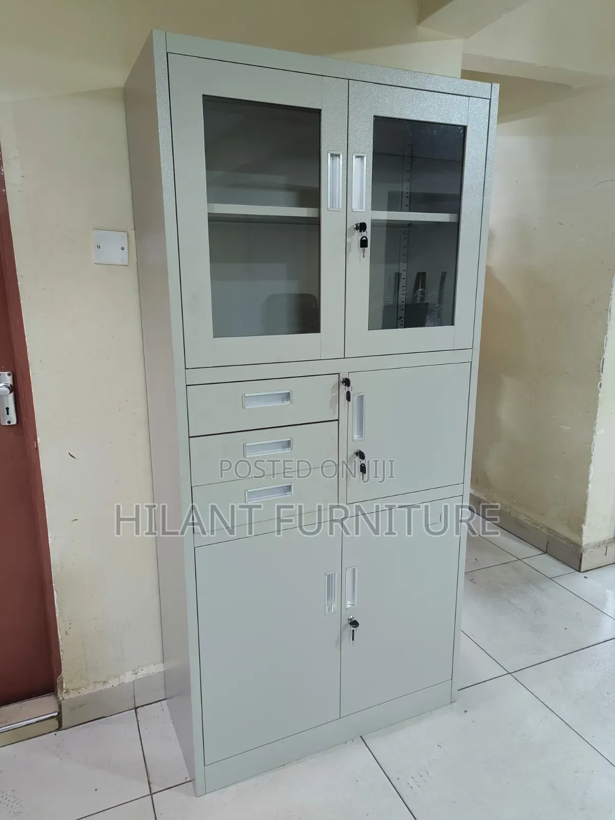 Half Glass Steel File Cabinet.