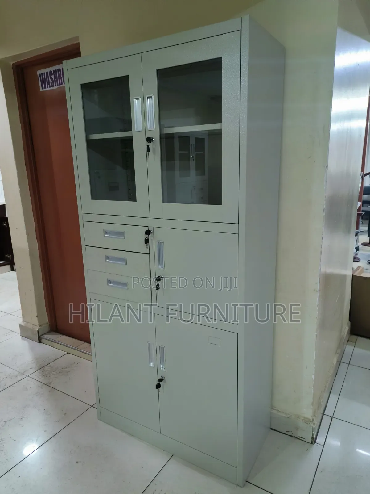 Half Glass Steel File Cabinet.