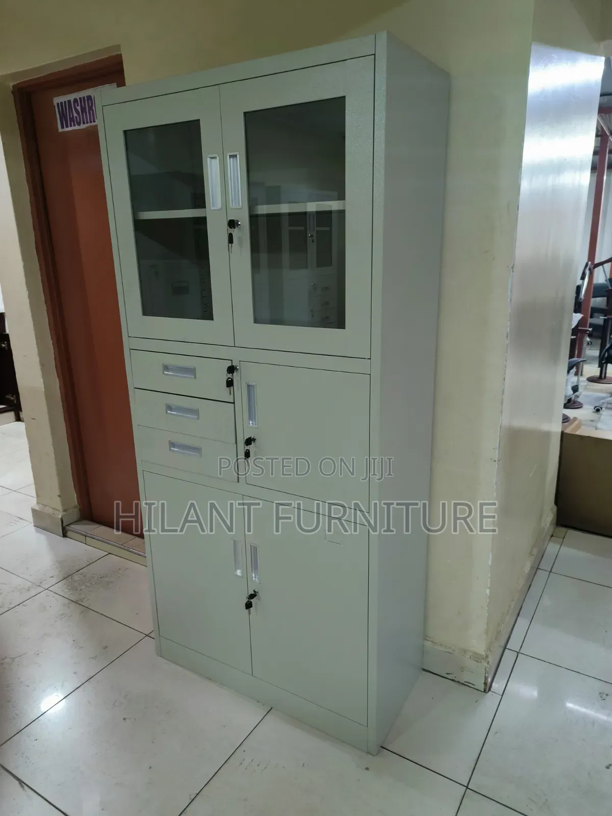 Half Glass Steel File Cabinet.
