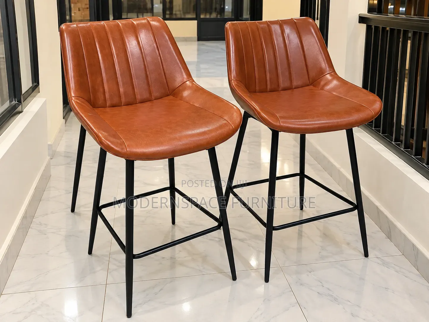 Brown Leather Bar Stools