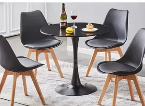 Round Dining Table With Four Padded Dining Chairs