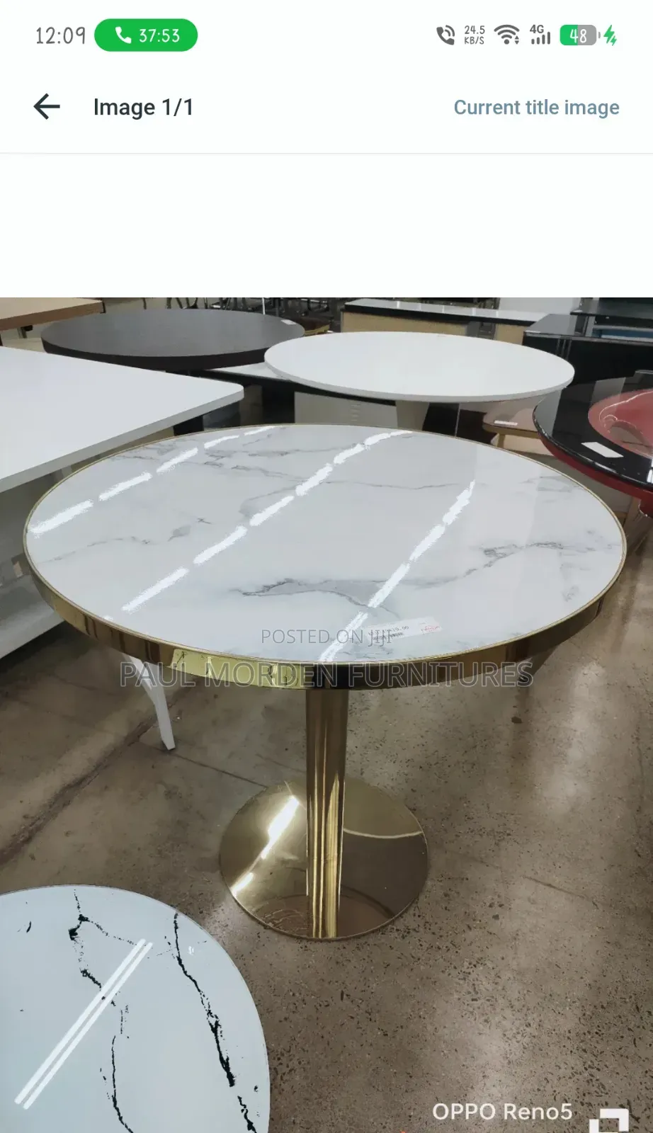 Gold Stand Round Dining Table