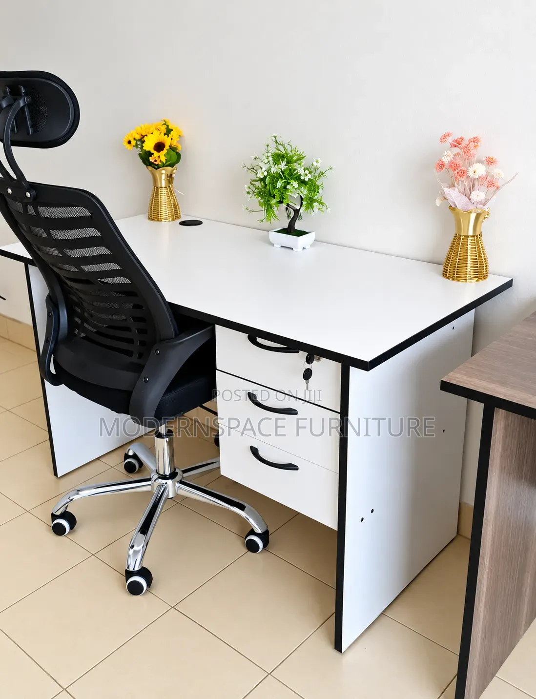 White Office Desk and Chair