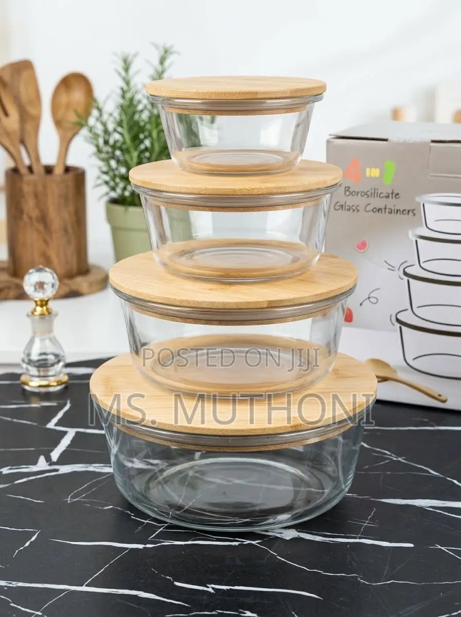 4 Pieces Borosilicate Glass With Sustainable Bamboo Lids)