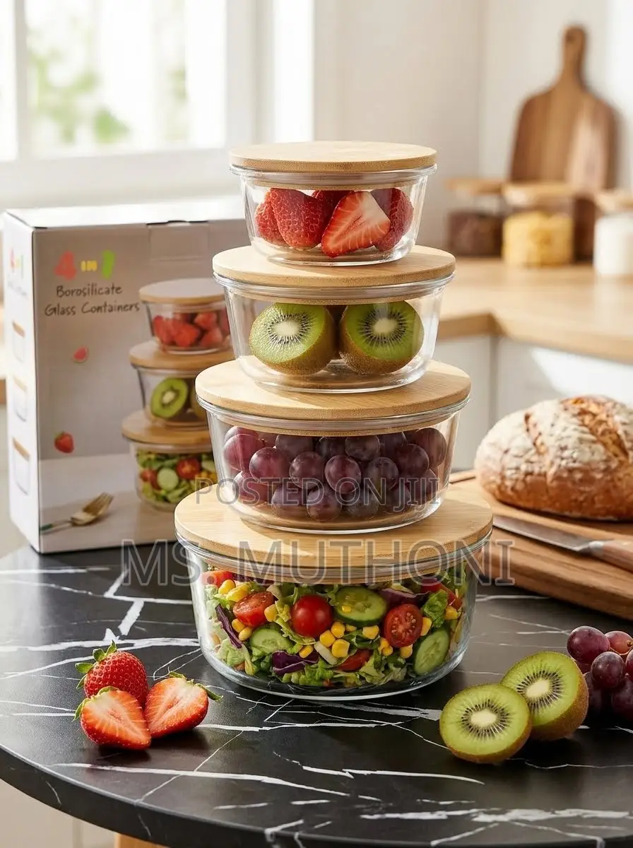 4 Pieces Borosilicate Glass With Sustainable Bamboo Lids)