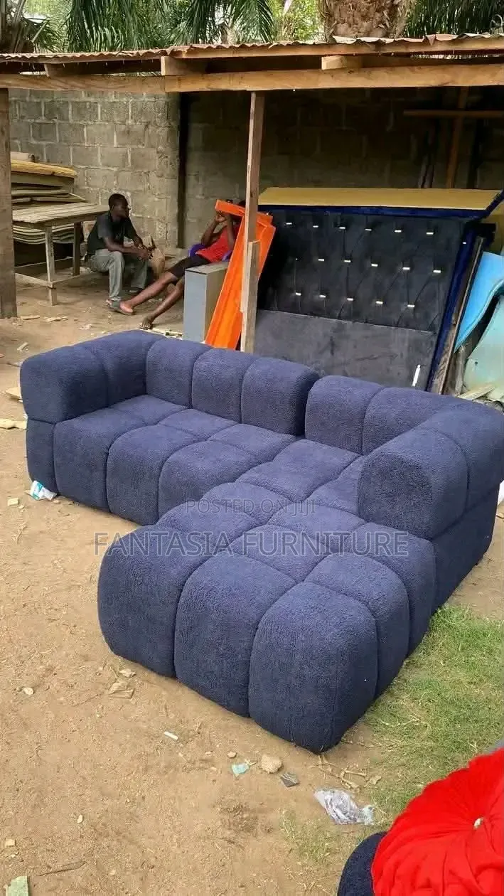 5 Seater Navy Blue Sectional Sofa (Bubble Sofa)