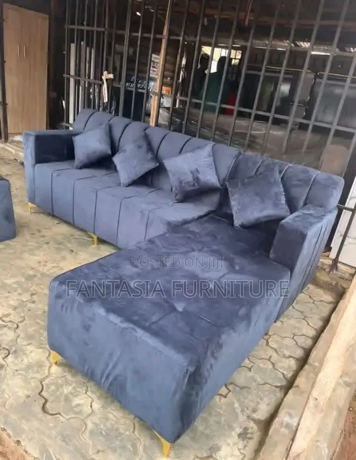 7 Seater Dark Grey L-Shaped Sectional Sofa