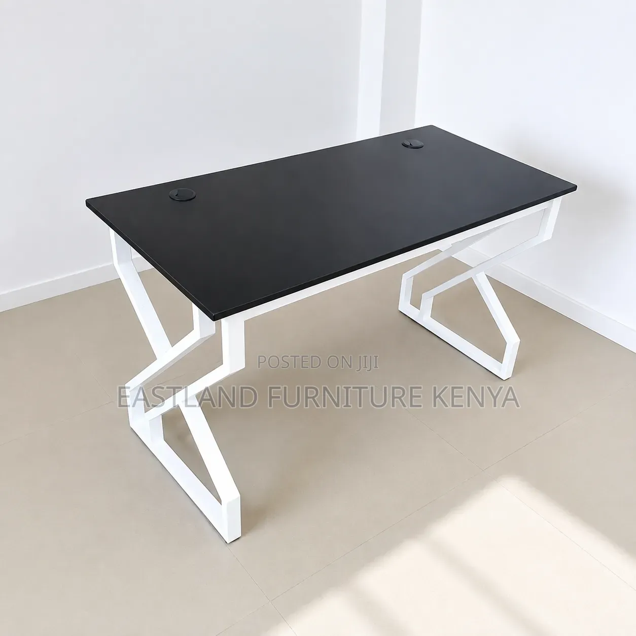 Modern Black & White Executive Office Desk – X-Frame Design