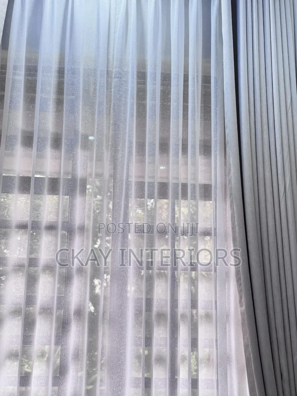 Beige and Light Grey Well Fitted Window Curtains
