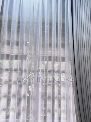 Beige and Light Grey Well Fitted Window Curtains