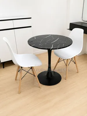 Modern White Marble Table With Stylish White Geometric Metal Legs