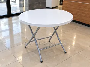 Round Folding Table White Portable Office Table.