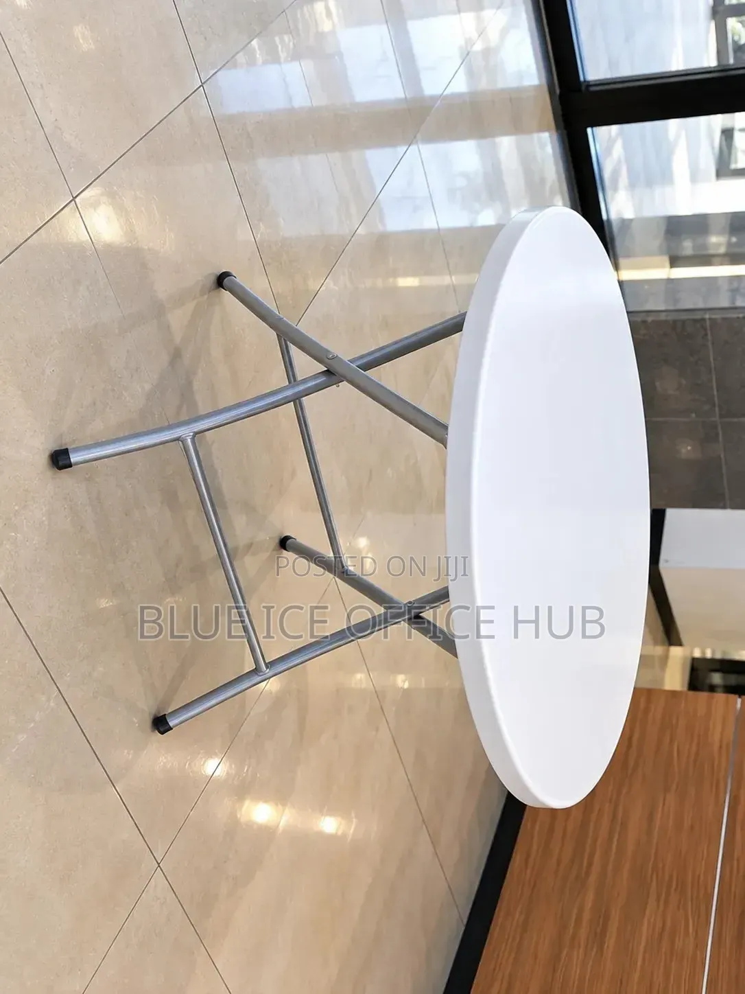 Round Folding Table White Portable Office Table.
