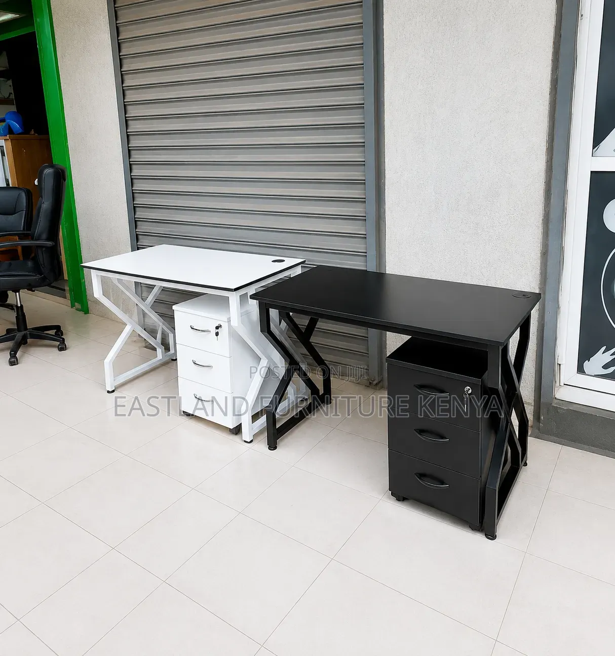 Modern X-Frame Office Desk With 3-Drawer Lockable Pedestal