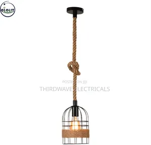 Rustic Hemp Rope Cage Pendant Light