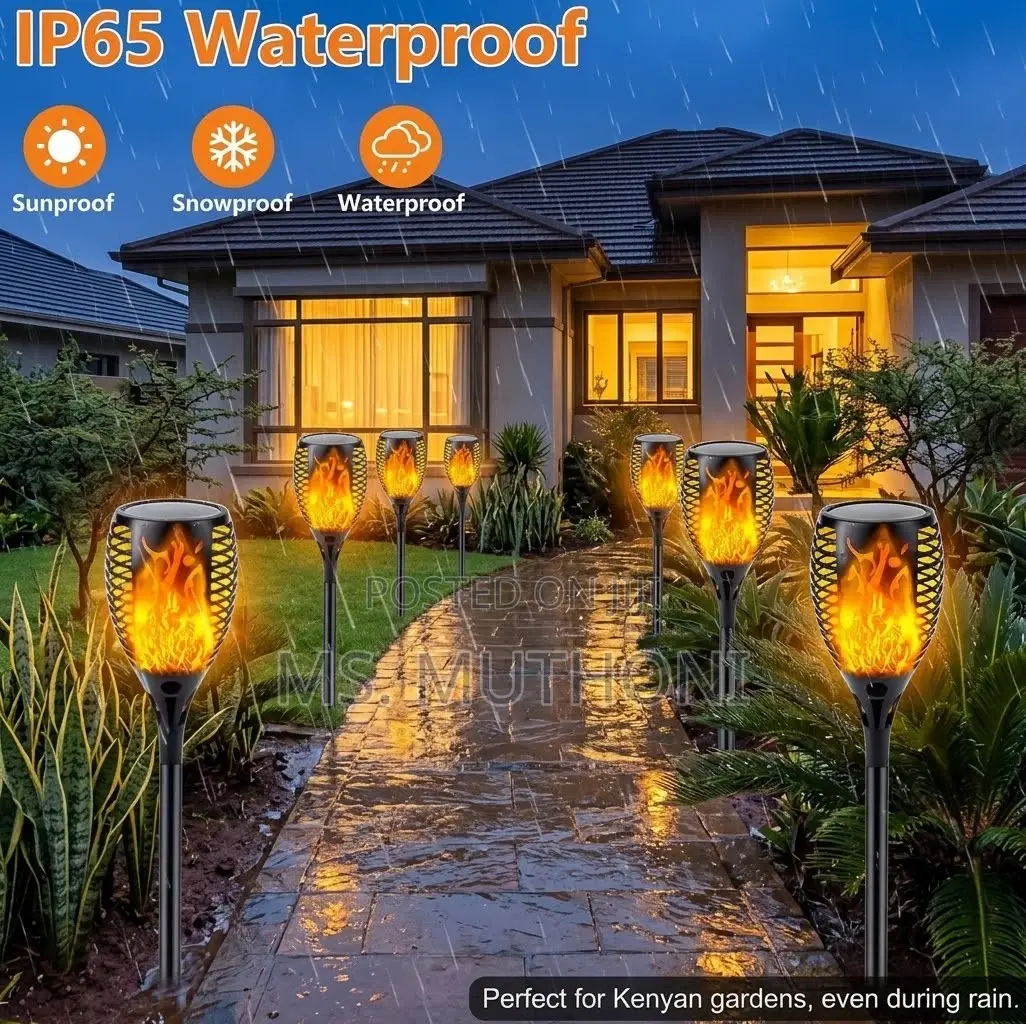 3 PCs Flickering Solar Flame Lights for Gardens