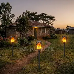 4 PCs Solar-Powered Landscape Flame Lights With Ground Stakes & Spikes