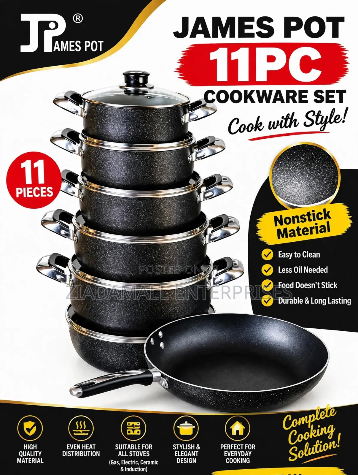 *James Pot 11pc Cookware Set*
*Selling 
*Nonstick Material*