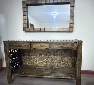 Rustic Wooden Console Table With Matching Mirror – For Sale