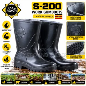 AFRICA Brother S-200 Black Work Gumboots- Waterproof & General Purpose