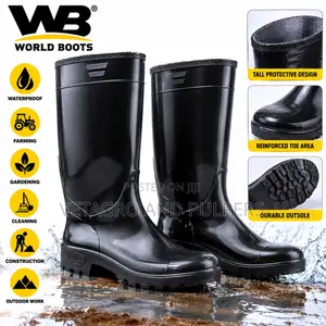 WB World Work Gumboots – Black Waterproof Farm & General Purpose Boot