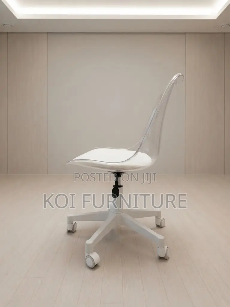 Home Chairs; White Clear Mid Back Clerical Seat