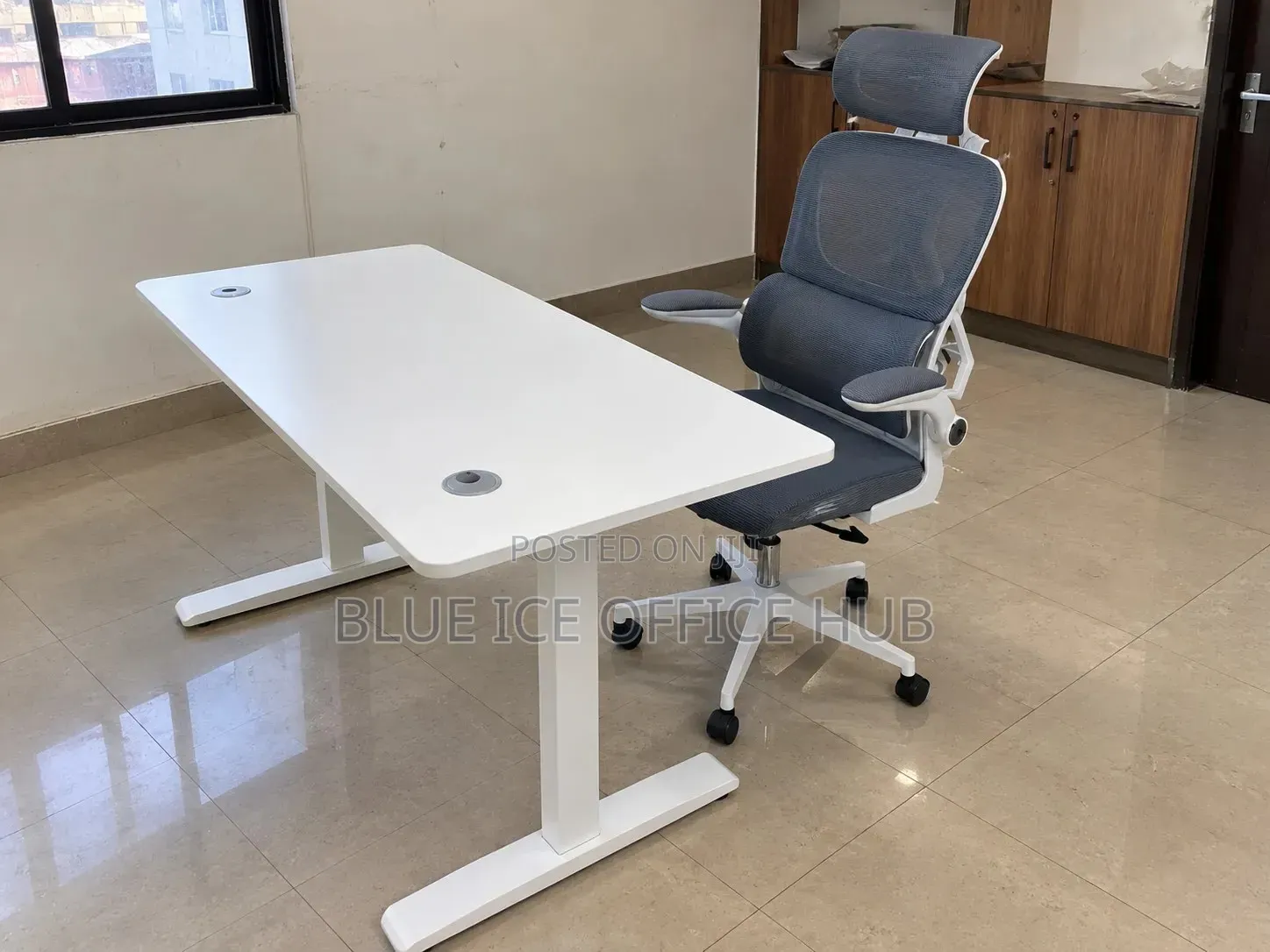 Electric Height Adjustable Desk – White Standing Office Table Kenya