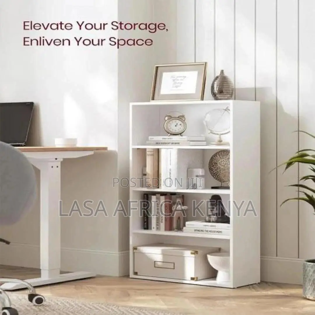 4-Tier Compact Wooden Bookcase Storage Organiser