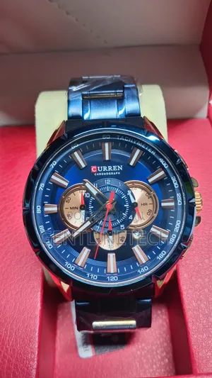 Curren Chronograph Watch (Blue and Rose Gold )