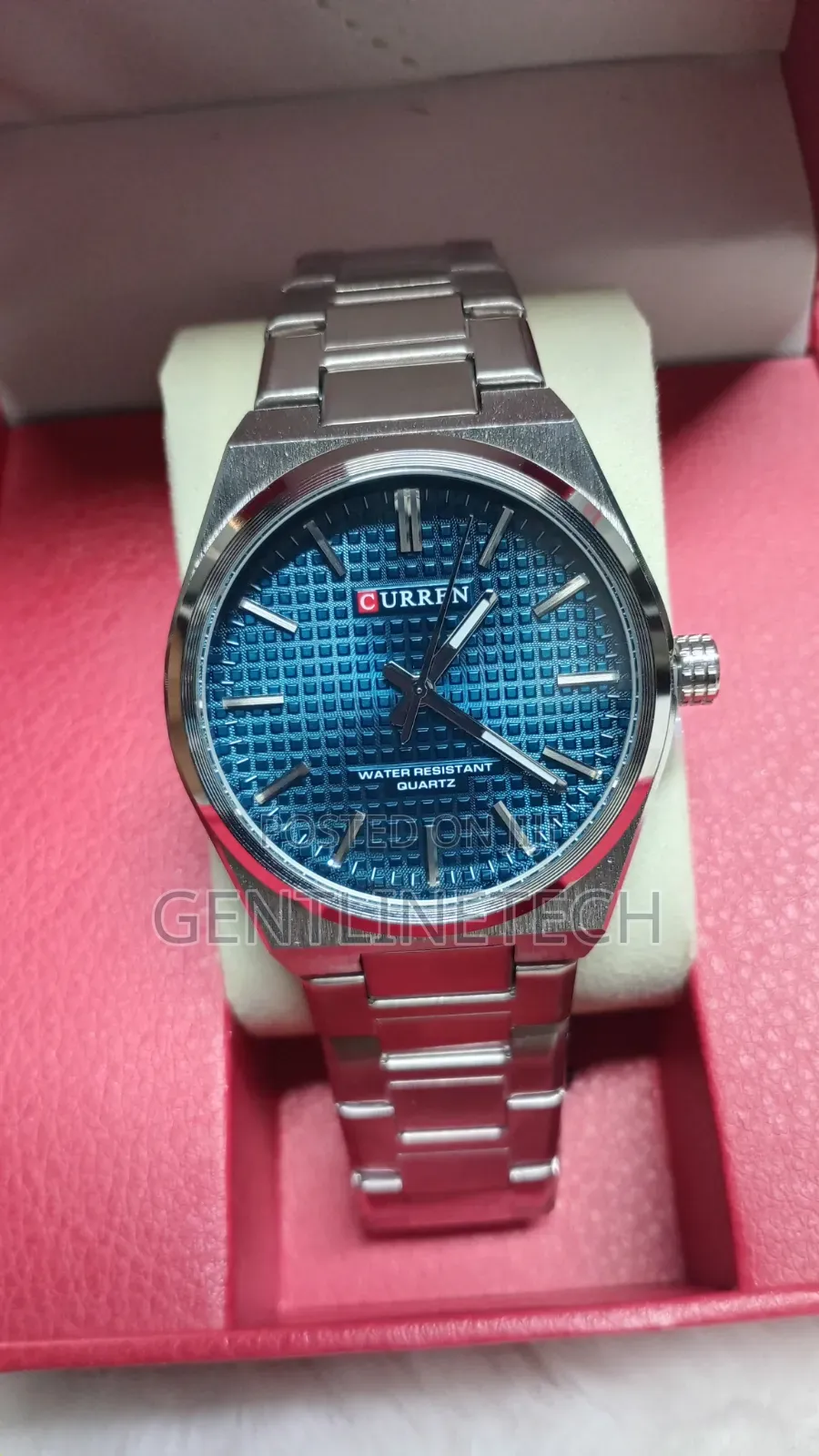 Curren Waterproof Silver and Teal Watch