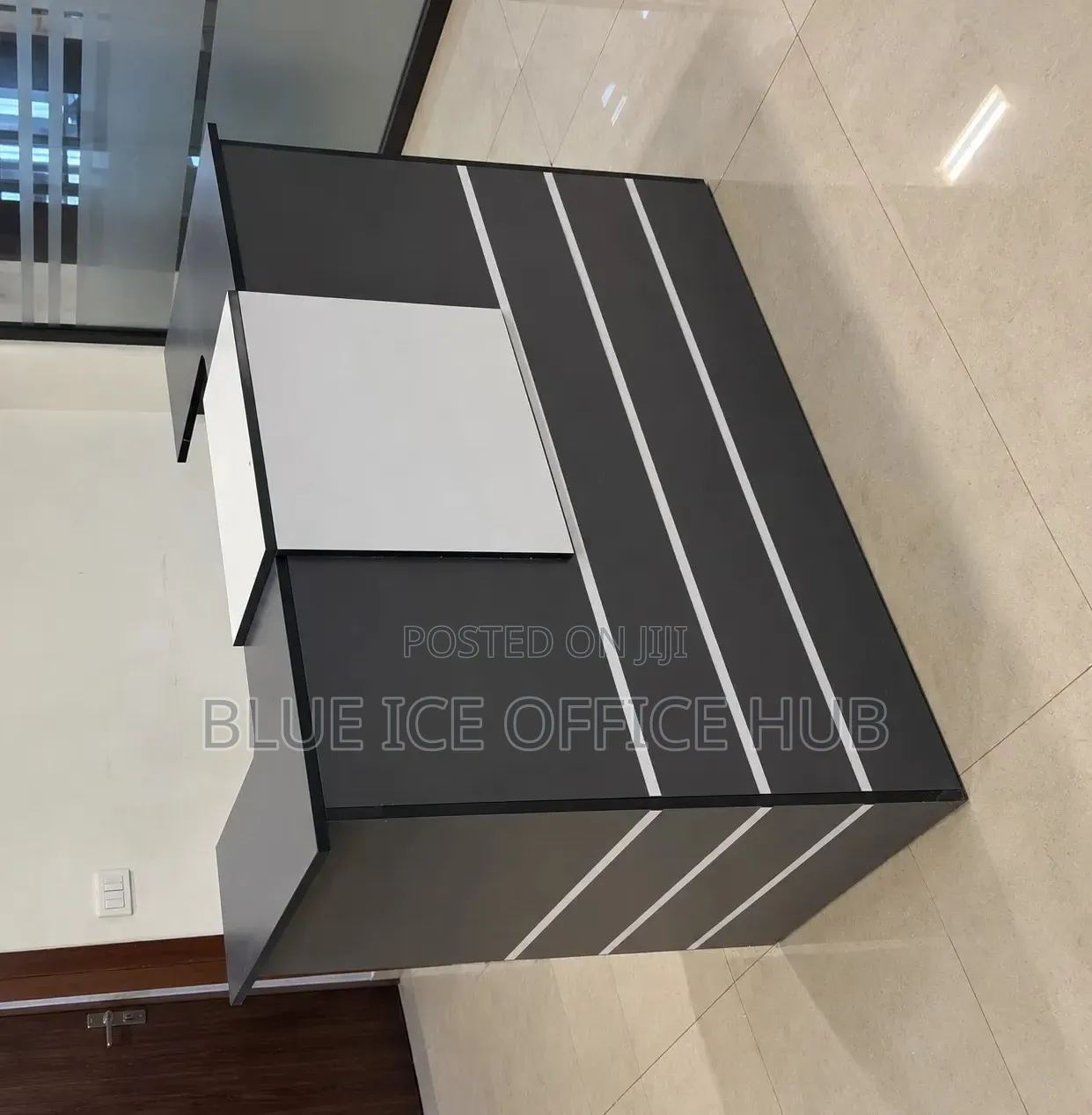 White and Grey Reception Desk – Modern Office Reception Counter