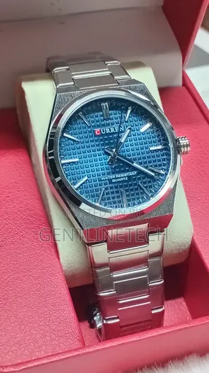 Curren Waterproof Silver and Teal Watch