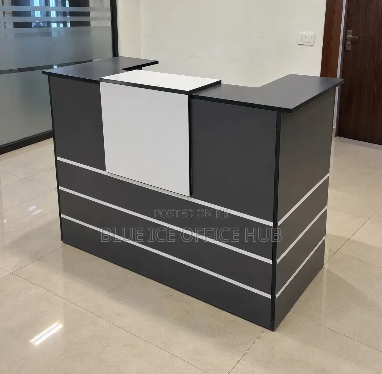 White and Grey Reception Desk – Modern Office Reception Counter