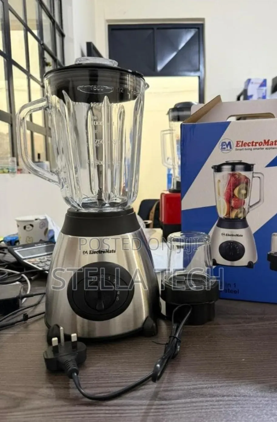 Electromate Powerful 2 in 1 Blender With Glass Jar - 1.5L