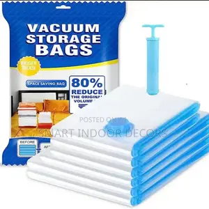 The 5pcs Compression Vacuum Storage Bags With a Manual Pump