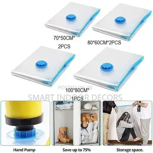 The 5pcs Compression Vacuum Storage Bags With a Manual Pump