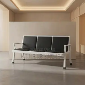 Office Bench; Three Seaters Leather Reception Modern Framed Bench