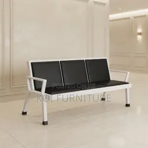 Office Bench; Three Seaters Leather Reception Modern Framed Bench