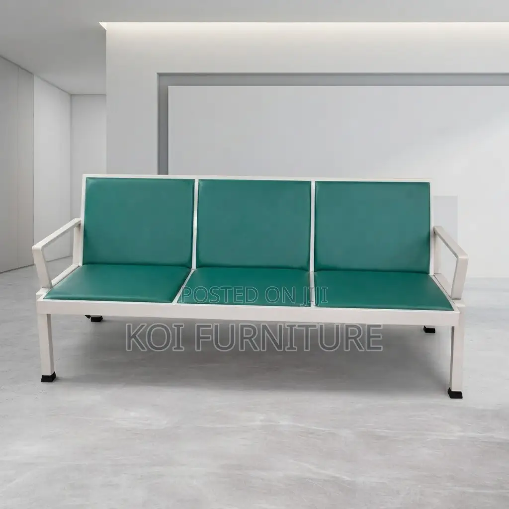 Office Bench; Three Seaters Leather Reception Modern Framed Bench