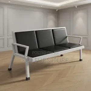 Office Bench; Three Seaters Leather Reception Modern Framed Bench