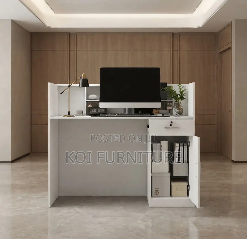 Reception Desk; 1400MM White Reception Computer Desk