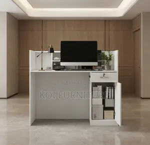Reception Desk; 1400MM White Reception Computer Desk