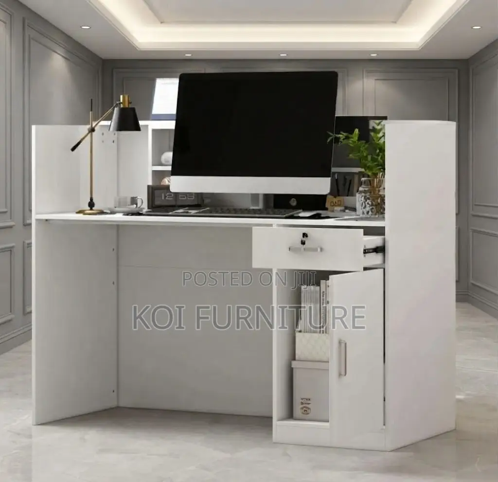 Reception Desk; 1400MM White Reception Computer Desk
